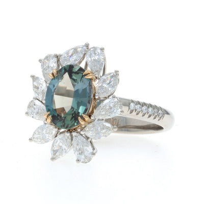 3.31ctw Alexandrite and Diamond Ring Platinum
