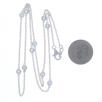 .56ctw Diamond Diamond Cut Cable Chain Station Necklace White Gold