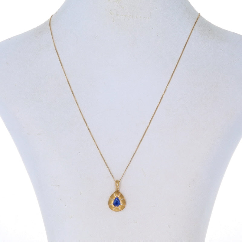 1.01ctw Sapphire and Diamond Pendant Necklace Yellow Gold