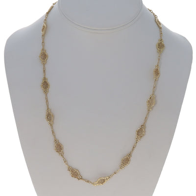 Paperclip Station Necklace Yellow Gold