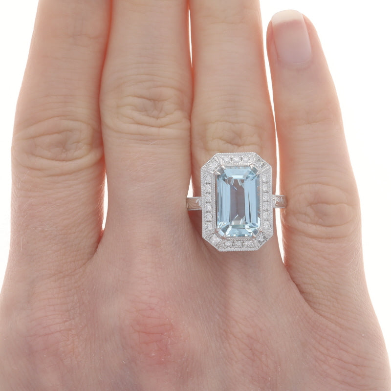 5.27ctw Aquamarine and Diamond Ring White Gold