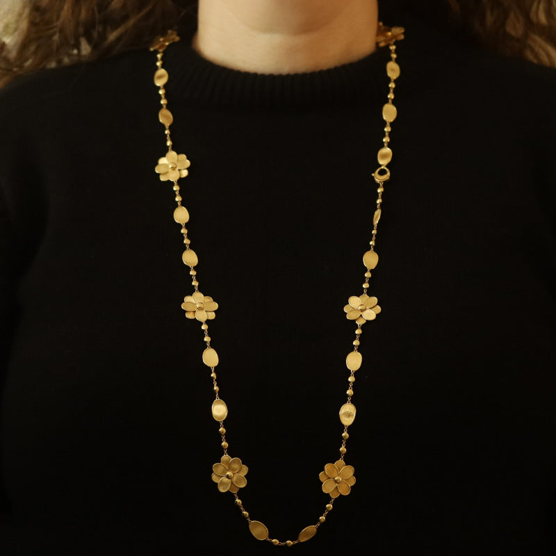 Marco Bicego Petali Beaded Cable Necklace Yellow Gold