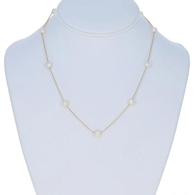Cultured Freshwater Pearl Cable Necklace Yellow Gold