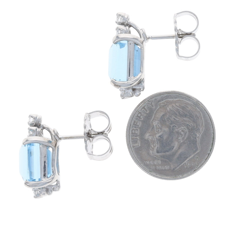 8.65ctw Aquamarine and Diamond Earrings White Gold