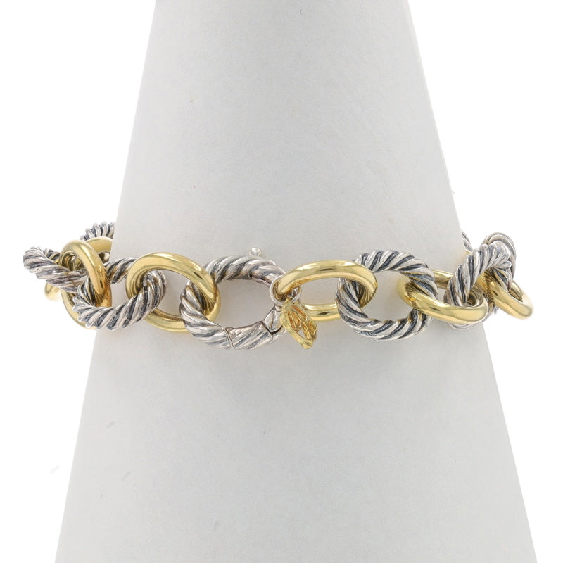 David Yurman Cable Oval Link Bracelet (older style with solid 18k gold links) Cable Bracelet Sterling Silver