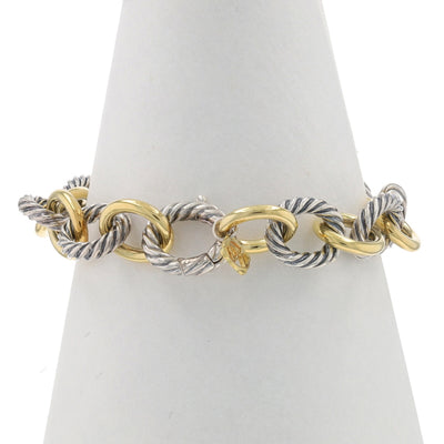 David Yurman Cable Oval Link Bracelet (older style with solid 18k gold links) Cable Bracelet Sterling Silver