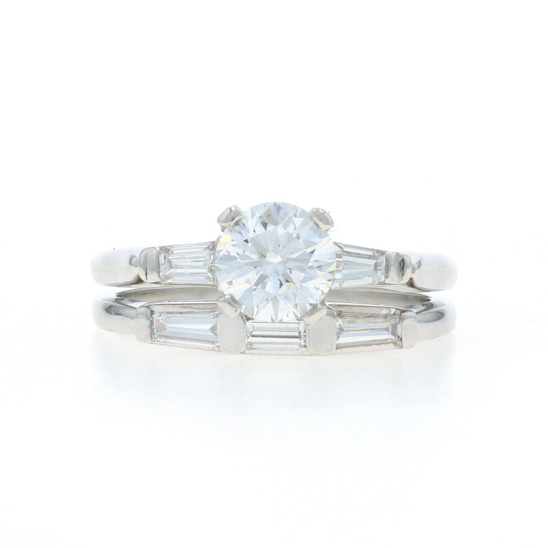 1.72ctw Diamond and Diamond Engagement Ring & Wedding Band Platinum