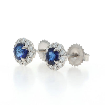 1.70ctw Sapphire and Diamond Earrings White Gold