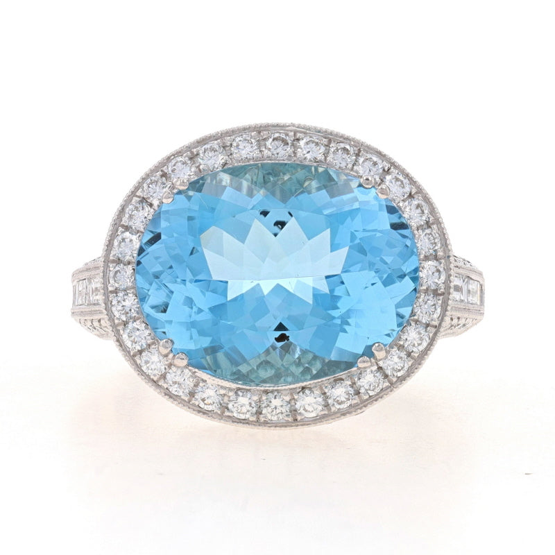 Simon G. 8.28ctw Aquamarine and Diamond Ring White Gold