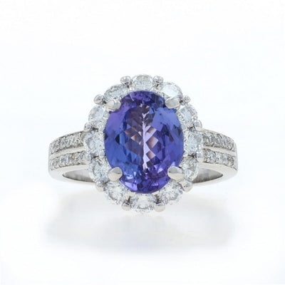 4.81ctw Tanzanite and Diamond Women's Ring White Gold