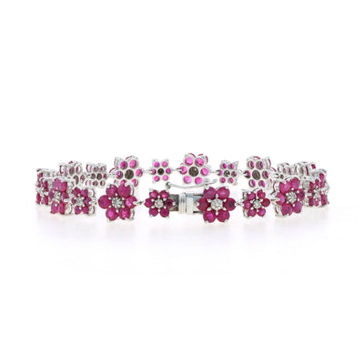 8.07ctw Ruby and Diamond Women's Bracelet White Gold