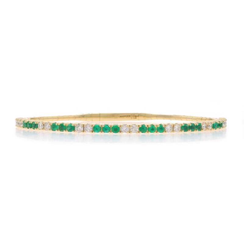 1.86ctw Emerald and Diamond Bracelet Yellow Gold