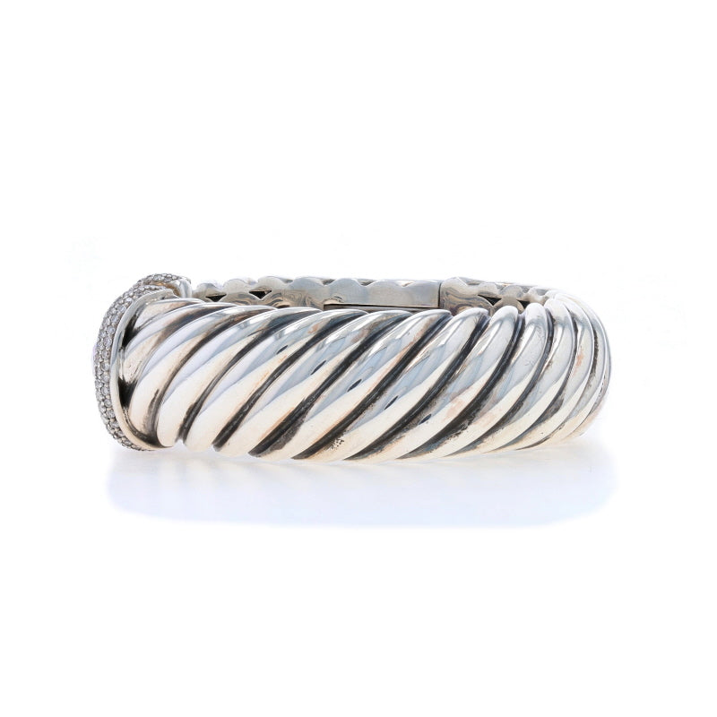 David Yurman Waverly Cuff Bracelet Size Medium .55ctw Amethyst and Diamond Bracelet Sterling Silver