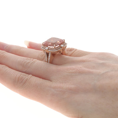 16.57ctw Morganite and Diamond Ring Rose Gold