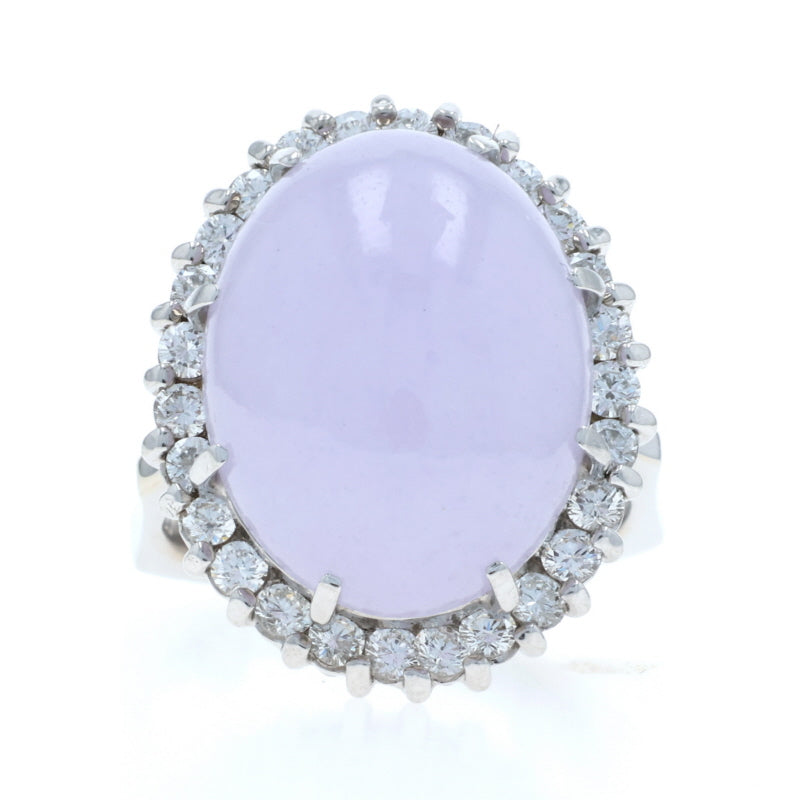 20.09ctw Jadeite and Diamond Ring White Gold