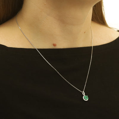 1.16ctw Emerald and Diamond Pendant Necklace White Gold