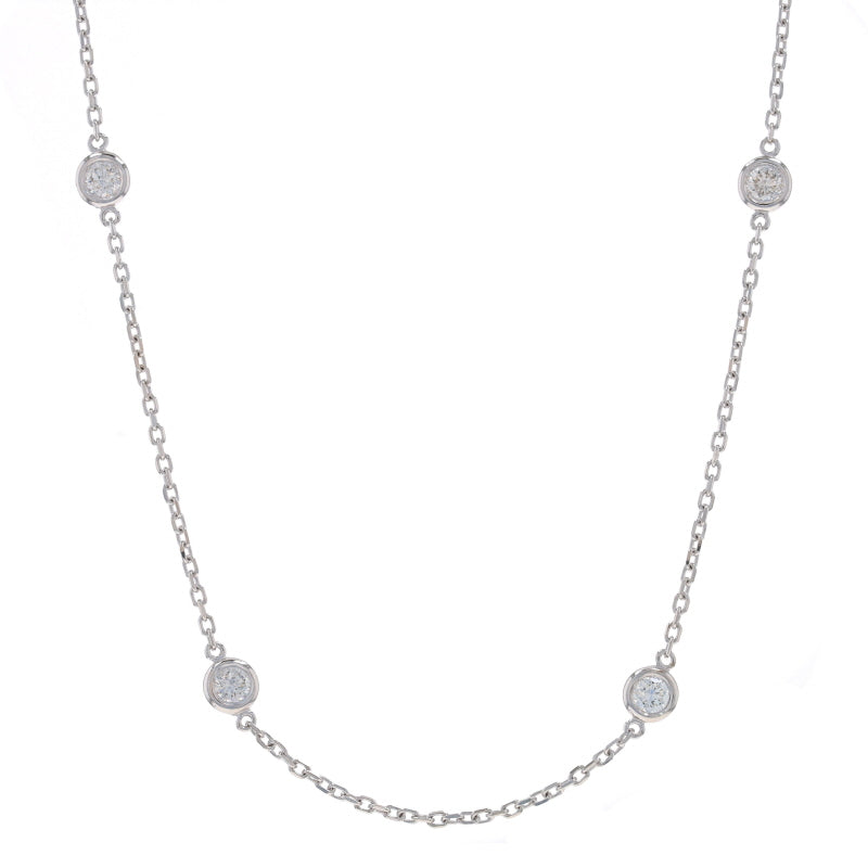 1.00ctw Diamond Diamond Cut Cable Chain Station Necklace White Gold