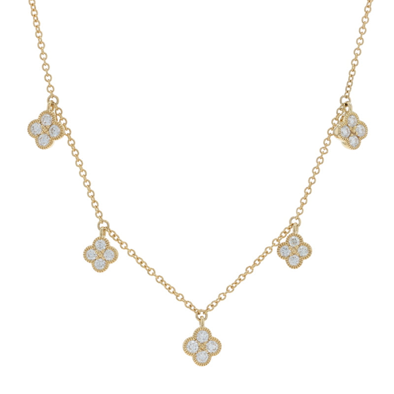 .38ctw Diamond Drop Station Necklace Yellow Gold