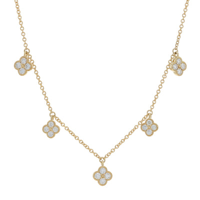 .38ctw Diamond Drop Station Necklace Yellow Gold