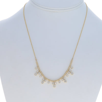 .85ctw Diamond Beaded Dangle Necklace Yellow Gold