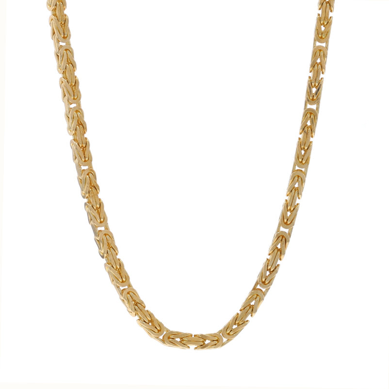 Square Byzantine Chain Necklace Yellow Gold