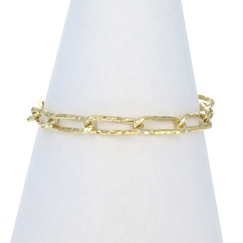 Fancy Twist Paperclip Bracelet Yellow Gold