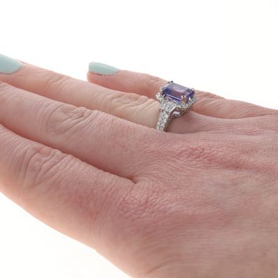 3.51ctw Tanzanite and Diamond Ring White Gold