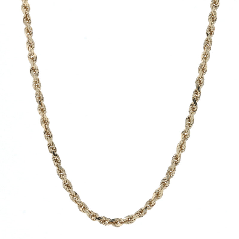 Diamond Cut Rope Chain Necklace Yellow Gold