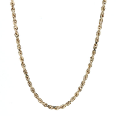 Diamond Cut Rope Chain Necklace Yellow Gold