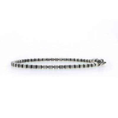 Men's Rectangular Bead Bracelet Sterling Silver