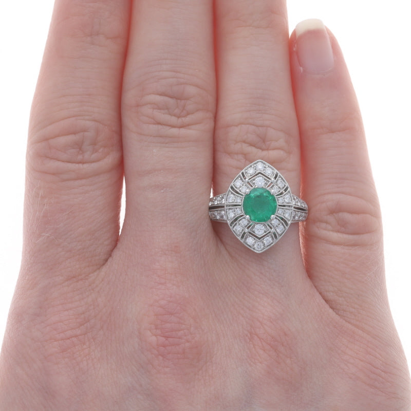 2.04ctw Emerald and Diamond Ring White Gold
