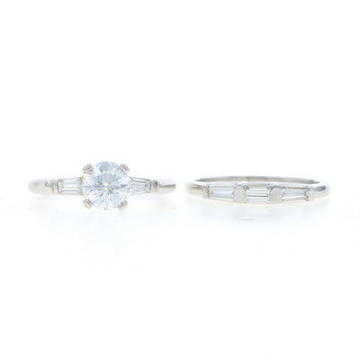 1.72ctw Diamond and Diamond Engagement Ring & Wedding Band Platinum