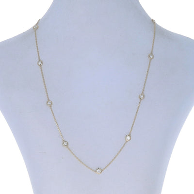 .98ctw Diamond Station Necklace Yellow Gold