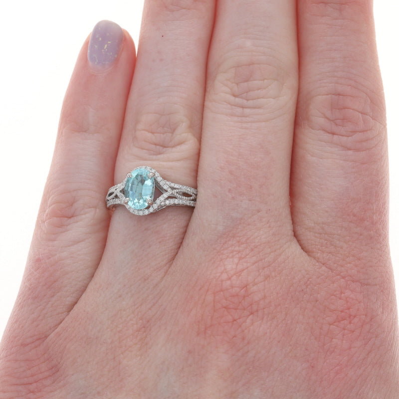 1.57ctw Tourmaline and Diamond Ring 14k White Gold