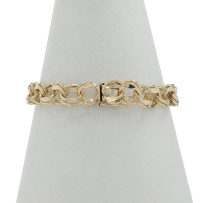 Women's Diamond Cut Double Curb Bracelet Yellow Gold