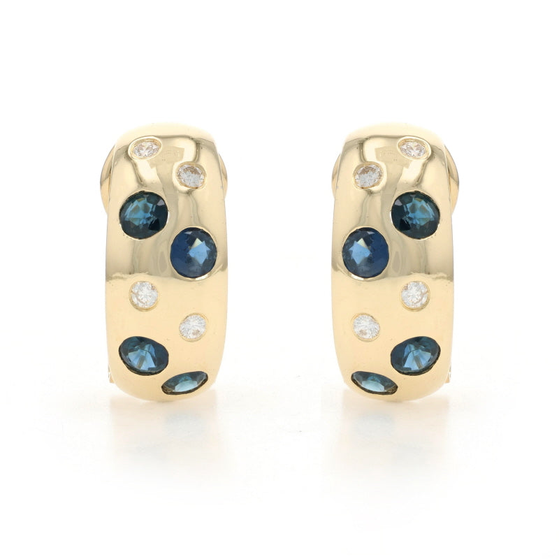 2.60ctw Sapphire and Diamond Earrings Yellow Gold