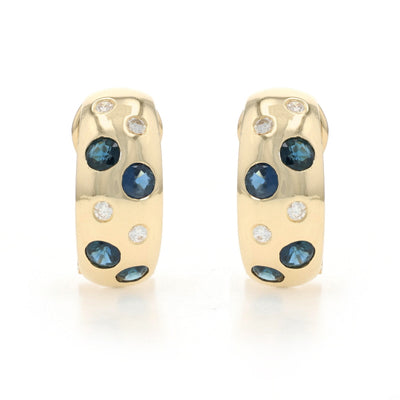 2.60ctw Sapphire and Diamond Earrings Yellow Gold