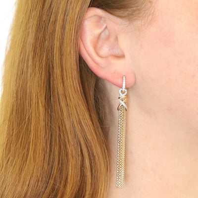 David Yurman Helena Tassle earrings, removable dangles .45ctw Diamond Women's Earrings Yellow Gold