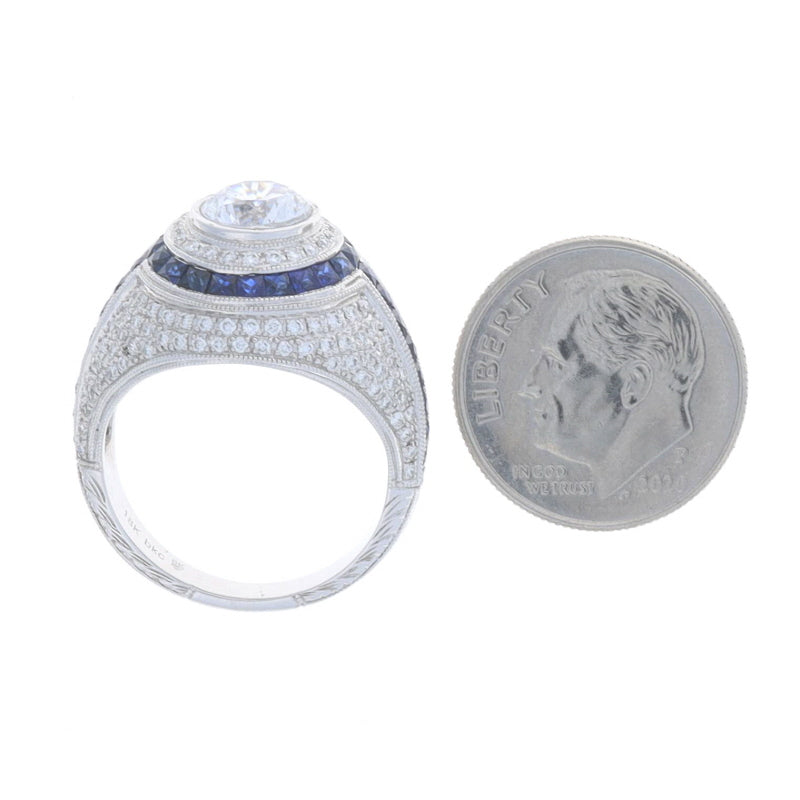 Beverly K 2.01ctw Cubic Zirconia Placeholder and Sapphire Ring White Gold