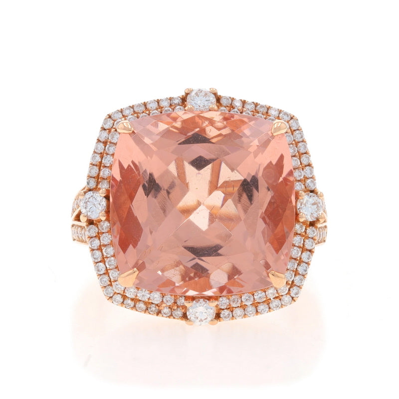 16.57ctw Morganite and Diamond Ring Rose Gold