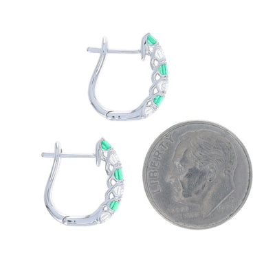 .74ctw Emerald and Diamond Earrings White Gold