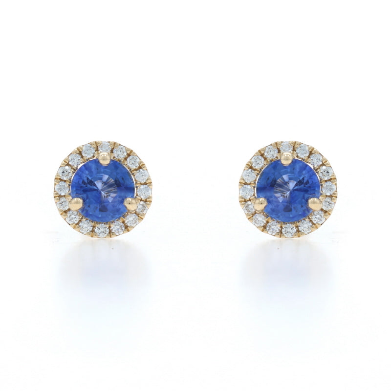 1.20ctw Sapphire and Diamond Earrings Yellow Gold