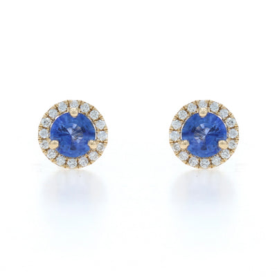 1.20ctw Sapphire and Diamond Earrings Yellow Gold