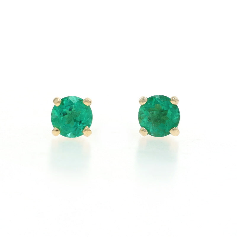 1.10ctw Emerald Earrings Yellow Gold
