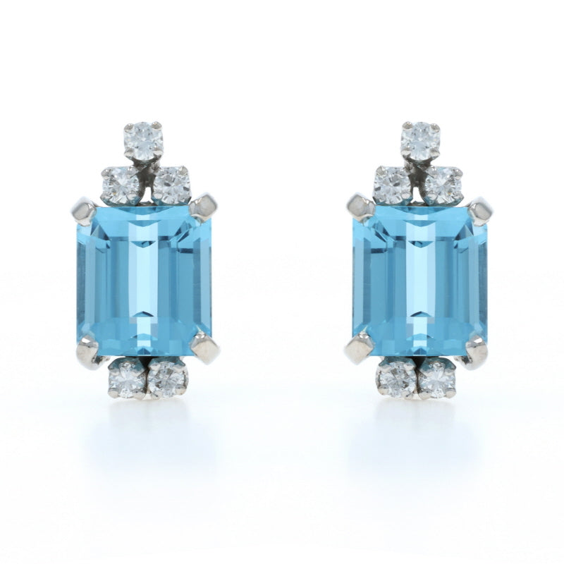 8.65ctw Aquamarine and Diamond Earrings White Gold
