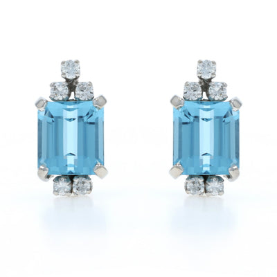 8.65ctw Aquamarine and Diamond Earrings White Gold