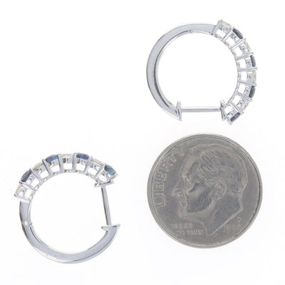 1.00ctw Diamond and Sapphire Women's Earrings White Gold
