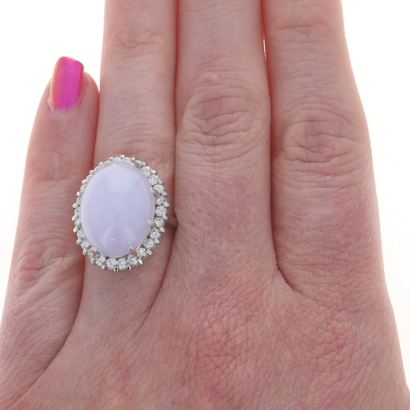 20.09ctw Jadeite and Diamond Ring White Gold