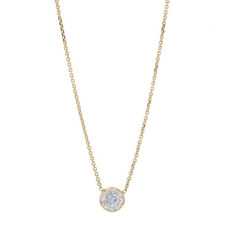 1.00ct Diamond Pendant Necklace Yellow Gold