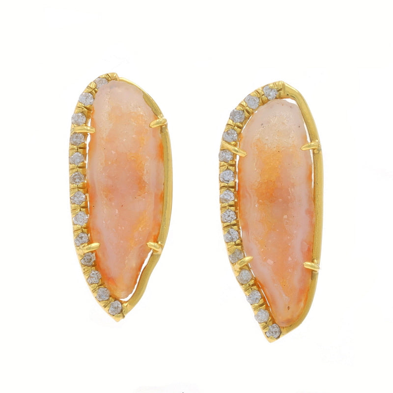 .40ctw Geode and Diamond Earrings Yellow Gold